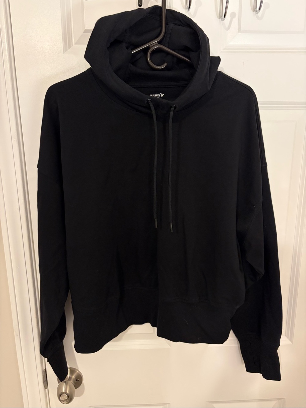 Old Navy Active Dynamic Fleece Black Cowl-Neck Drawstring Hoodie - XL